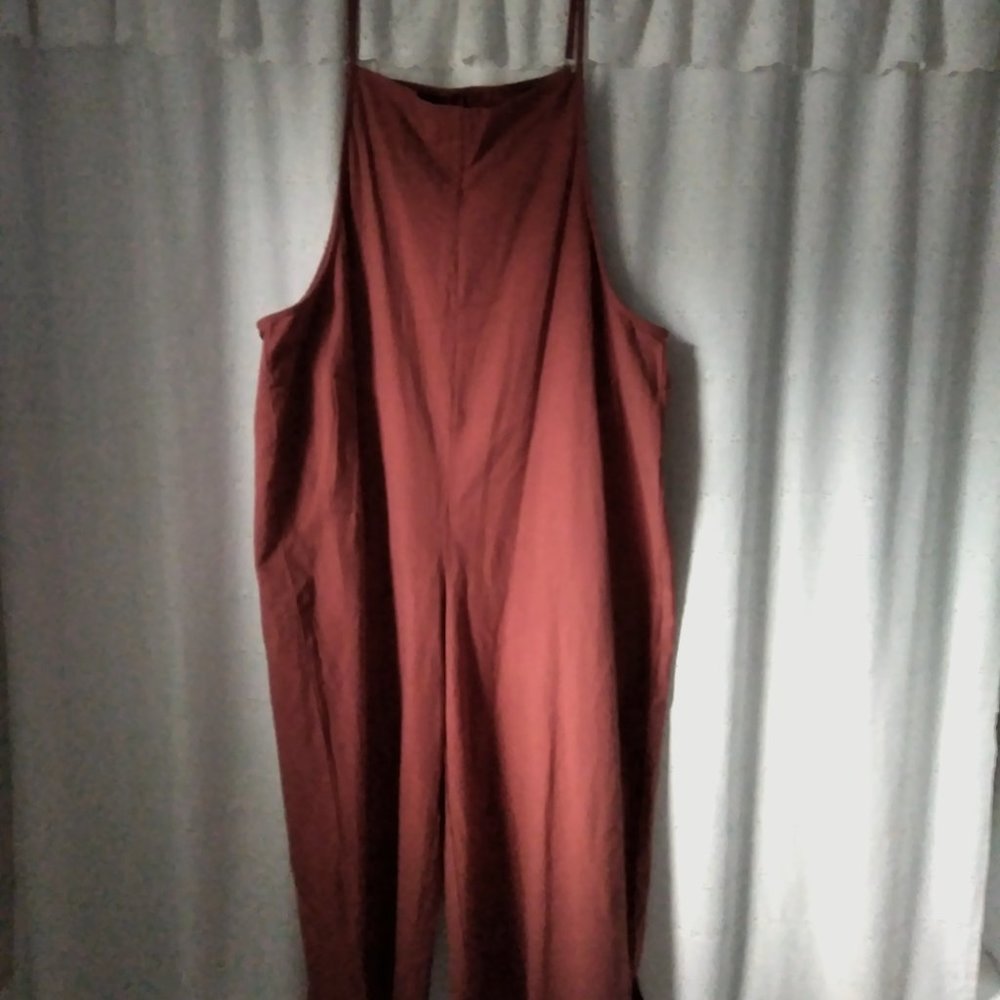 YESNO Wide Leg Jumpsuit Romper 3X Bib Pants Overalls Orange Rust Boho Festival